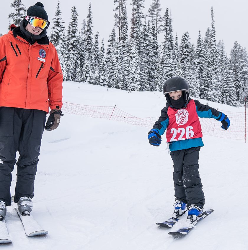 Child in private ski lesson at showdown montana